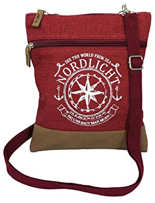 Crossbag Tasche, Motiv „Nordlicht“, Farbe (Berry)
