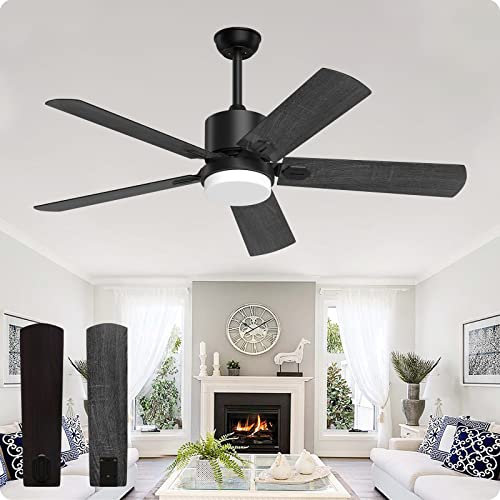 Biukis Deckenventilatoren mit Beleuchtung 132 cm Deckenventilator, Fernbedienung LED-Licht 3 Farben 6 Geschwindigkeiten Wind einstellbar, DC-Motor umkehrbar für Innenhof Außen Innen