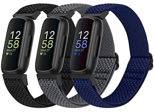 Bcuckood Elastisches Armband Kompatibel mit Fitbit Inspire 3/Inspire 2/Inspire/Inspire HR/Ace 2/Ace 3, Verstellbares Ersatzarmband Damen Herren Kinder Dehnbare Weiche Sport Nylon Armband