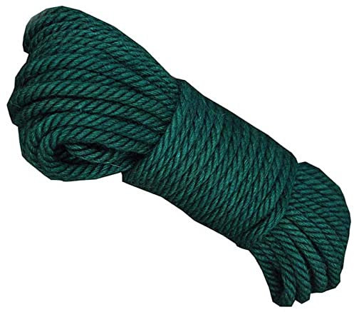 ZEALMAX Cordes de jute 100 % naturelle, 10 mm × 20 m, corde de chanvre pour reliure, décoration de jardin, cordes pour jouets pour animaux de compagnie, vert