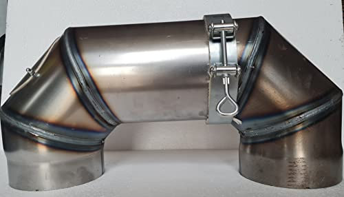 Doppelbogen Rohrbrücke Ofenrohr 2mm mit Schelle 145 160 180 Bogen verstellbar (160 ø Doppelbogen mit Schelle)