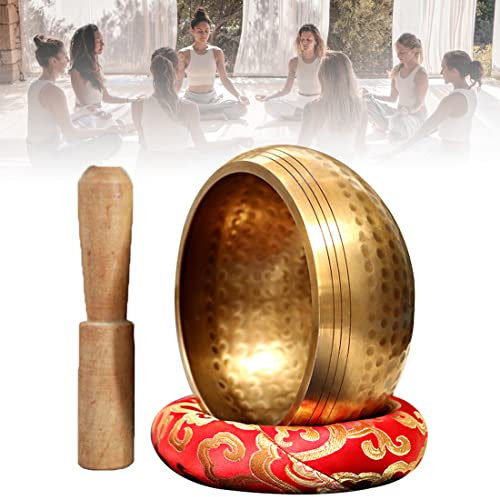 BETRAM Cuenco de Sonido de meditación tibetana, Juego de Cuencos de Canto Tibetano, meditación de Cuenco de Sonido para meditación, Yoga, Chakra, Regalos de Accesorios de meditación 20cm