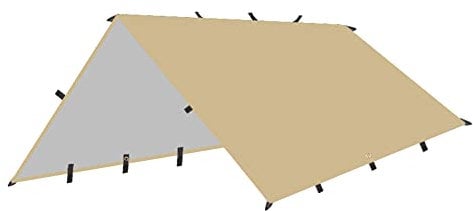 Barabesty Outdoor Markise Tarp Wasserdicht Camping Strand Sonnenschutz Shelter Schatten Regen Fliegen Zelt Khaki 3 x 4 m