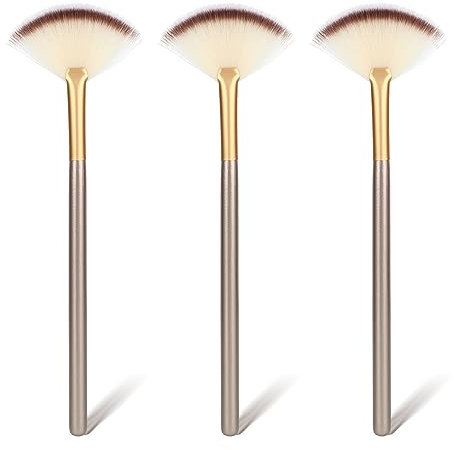Amaxiu 3 Pièces Pinceaux Éventail Maquillage Pour Soins Du Visage, Manche En Bois Masque Brosse Facial Éventail Applicateur Brosse Pinceau Eventail Soin Visage Maquillage Pinceau Masque Crème