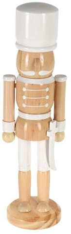 ZauberDeko Nussknacker Figur Soldat Holz Braun Weiß Tischdeko Weihnachten Deko 25 cm, Modell:Modell4