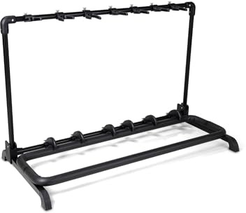 GEWA Gitarrenständer Multiständer - für 7 Instrumente - verstellbar - auch für Roundback-Gitarren, schwarz, GS-107B