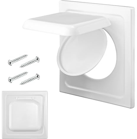 Dryer Exhaust Vent Cover, Dual Door Dryer Vent Guard with 4 Screws Outside Dryer Vent 4 inch Duct Cover, House Vent Covers Exterior, Easy Installation (White)