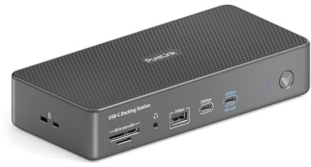 Vuelogic USB C Docking Station für 4 Monitore, 18-in-1 Multifunktionale Dockingstation Laptop, 3X HDMI / 3X DP 8k Unterstützung, Ethernet, Multiport, Schwarz