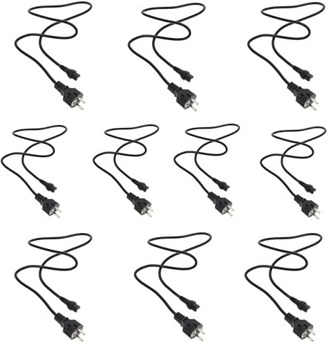 10 pcs Câble d'alimentation 1m 3 pôles pin Cordon pour Dell HP Lenovo ASUS Acer Ordinateur Portable Chargeur TV Imprimante Projecteur Ecran avec Contact de Protection Câble Connecteur en trèfle