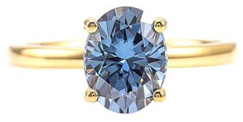 Epinki Echtschmuck, Gold 18 Karat Ringe, Solitär Eheringe mit Oval 2ct Moissanit Blau, Au 750 Partnerringe Pärchen Ringe Trauringe Gr.60 (19.1)