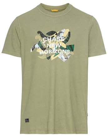 camel active Herren T-Shirt mit Print aus Organic Cotton Dunkelgrün, Menswear-S