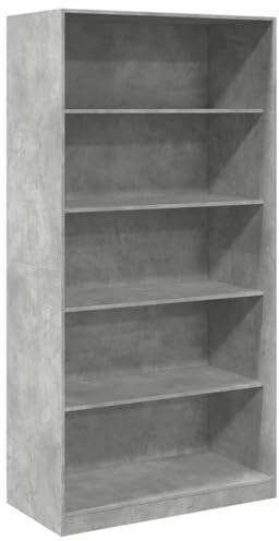 vidaXL Kleiderschrank, Garderobenschrank mit 5 Fächern, Kleiderregal Schrank für Schlafzimmer, Flurschrank Garderobe Dielenschrank, Betongrau Holzwerkstoff