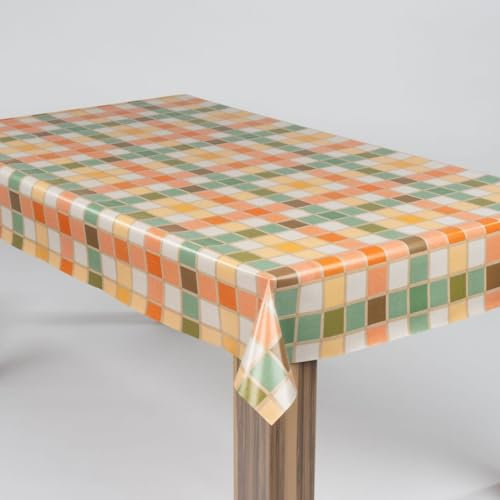 laro Wachstuch-Tischdecke Abwaschbar Garten-Tischdecke Wachstischdecke PVC Plastik-Tischdecken Eckig Meterware Wasserabweisend Abwischbar, Muster:Karo Bunt, Größe:110x300