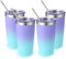 Volhoply 600ml（20oz） Thermobecher mit Deckel und Strohhalm Bulk 4 Pack,Doppelte Wand isoliert Reise Eiskaffee Becher Fits Tassenhalter,Pulver beschichtete Tassen für kalte Getränke(Violett Bule,4)