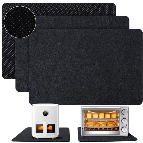 Votoko 3 Stück Hitzebeständige Unterlage für Heißluftfritteuse, 30 X 44cm Feuerfeste Unterlage, Küche Arbeitsplatte Hitzeschutzmatte, Filz Hitzeschutzplatte, Brandschutzdecke, Unterlage Kaffeemaschine