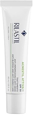 Rilastil Acnestil Crema Attiva + SPF30, Trattamento Anti-Imperfezioni per Pelli Miste, Grasse e con Tendenza Acneica, Protezione raggi UVA e UVB, 40 ml