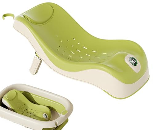 Kinder-Badewannensitz mit intelligenter Temperaturerkennung, faltbare Haarwaschstation, ergonomisches Bogen-Design, weiche Badewannenunterstützung für und Mädchen, bequeme und sichere