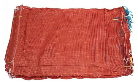 Strong Net Woven Sacks for Wood Logs, Kindling, Vegetables – 35cm x 50cm Maroon Mesh Bags with Drawstring Closure, Durable & Versatile Storage Solution (50)