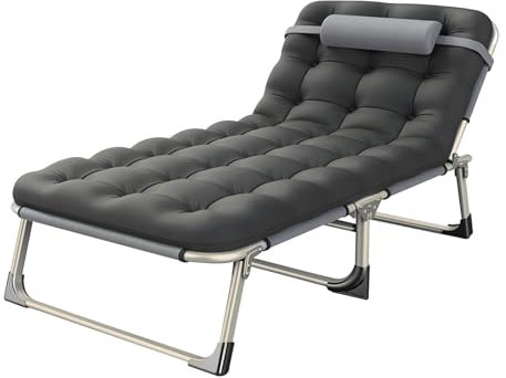 CEIEVER Campingbett Klappbar, Gästebett Klappbar 180X62CM Klappbett Erwachsene mit Memoryschaum-Matratze und Nackenkissen Campingliege mit Polster Feldbett Outdoor & Indoor für Büro Gästezimmer