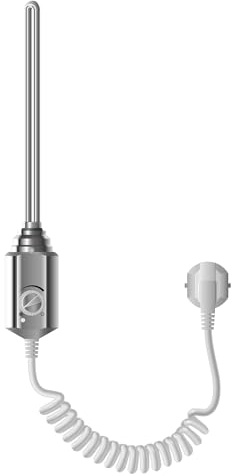 LuxeBath Elément Chauffant Électrique 300W, Chrome, Thermostat pour Radiateur de Salle de Bain, Régulateur de Température Électronique, Thermoplongeur avec Prise de Courant pour Sèche-Serviettes