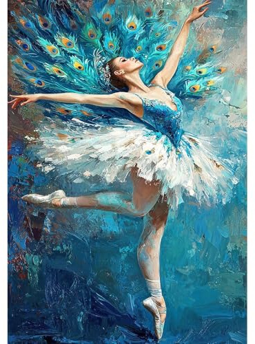 DCIDBEI Diamond Painting Set Full Groß Anfänger Ballett 40x50cm Malen nach Zahlen Ballerina DIY Diamant Painting Bilder 5D Malerei Gemälde Ballerina Basteln Mosaik Bilder Pfauenrock Elegant und schön