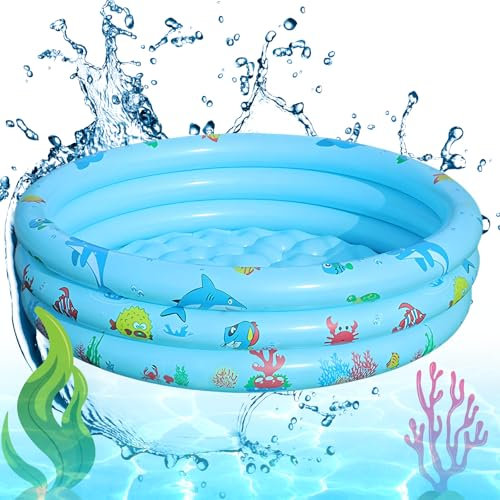Piscine Enfant, Pataugeoire Gonflable Bebe,Piscine Gonflable Ronde, Piscine d'eau pour Enfants Intérieur et Extérieur pour Famille Jardin D'été Jouets Piscine Pataugeoire Portable(Ø 90 Bleu)