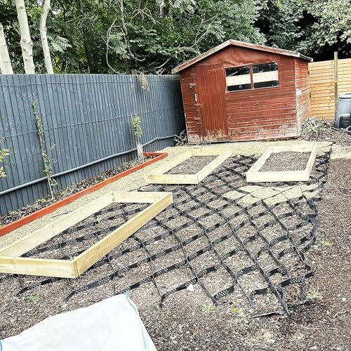 Kiesgitter Kiesmatten Bodenwabe 5cm Tiefe Kiesstabilisierungsgitter Für Gewächshaus/ Terrasse/ Rasen/ Schuppen/ Hang/ Parkplätze/ Garten, Bodenverstärkungsgitter, Strapazierfähig, Erweiterbar(200x1000