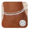 Diamday 925 Sterling Silver Ankle Bracelets for Women Silver Anklet Adjustable Women's Anklets Waterproof Dainty Layered Anklets Beaded Sparkling CZ Heart Pearl Beach Ankle Bracelets for Women B