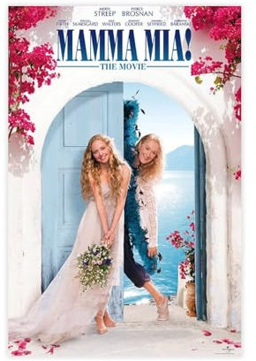 QUXDJZ Filmposter Mamma Mia! - Filmposter (2) Leinwandposter, Wandkunst, Dekor, Bild, Gemälde für Wohnzimmer, Schlafzimmer, Dekoration, 20 x 30 cm