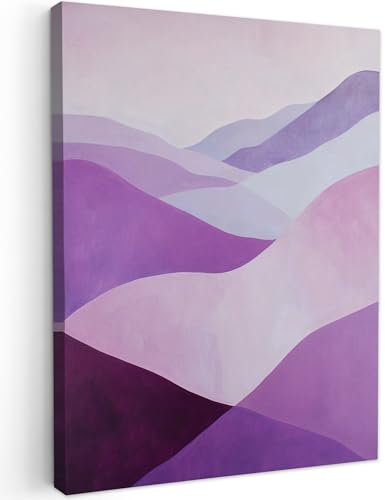 MuchoWow© Impression sur Toile Peinture 30x40 cm Tableau Mural Decoration Salon Reproductions de Tableaux Murale Moderne Abstrait - Vagues - Paysage - Violet