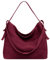 Caspar große Vintage Leder Schultertasche lässige Damen Handtasche aus Wildleder mit Reißverschluss - PREMIUM LINE - Modell No.816 - Made in Italy, Farbe:weinrot