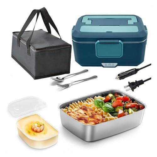 Heated Lunch Box, 2.5L/3.5L Electric Lunch Box Food Warmer, 304 Stainless Steel Inner Pot, Water-Free Rapid Heating, Silent 90°C Temperature Control, Dual Power for Car & Home