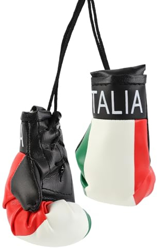 Hwtcjx Mini Boxhandschuhe fürs Auto, Boxing Gloves, Autospiegel Anhänger, Flaggendesigns Schlüsselanhänger, Rückspiegel, Boxhandschuhe Deko fürs Auto, Innenspiegel Accessoires, Geschenk (Italien)