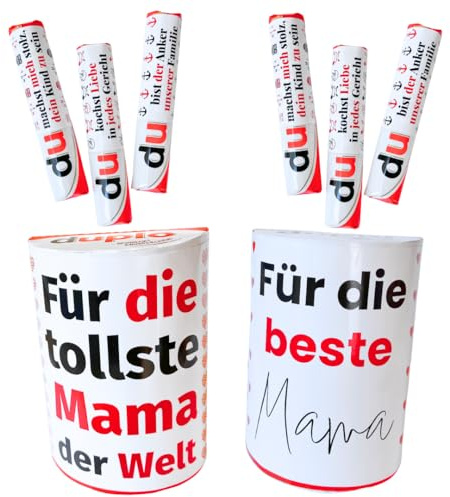 Muttertagsgeschenk Aufkleber – 20 Banderolen + 2 Box Sticker passend für Duplo 10er, kreatives DIY Geschenk für Mama zum Muttertag, individuelle Geschenkidee für Lieblingsmutter und Oma