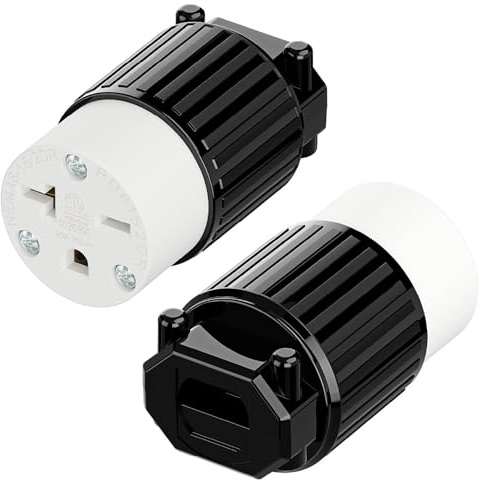 Paquete de 2 enchufes hembra NEMA 6-20R / 6-15R con certificación ETL, WINXUS 20A/250V y 15A/250V resistente, conector de hoja recta de 3 clavijas, repuesto de extremo de cable de grado industrial