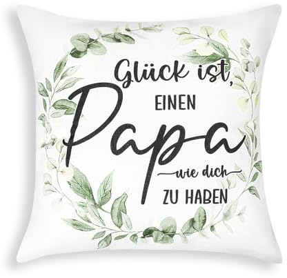 FIBORIA Geschenke für Vater Kissenbezug 45x45 cm zum Vatertag Geburtstag Herz für Papa Weihnachten Geschenk Deko für Sofa, Schlafzimmer, mit Grußkarte, 1 Stück
