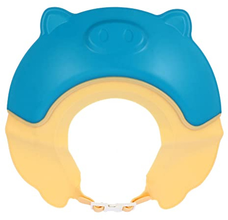LIOOBO Verstellbare Duschhaube mit Wasserschutz Cartoon Design Ohr Augenschutz für Leichter Hautfreundlicher Badekopf für Shampoo und Haare Waschen