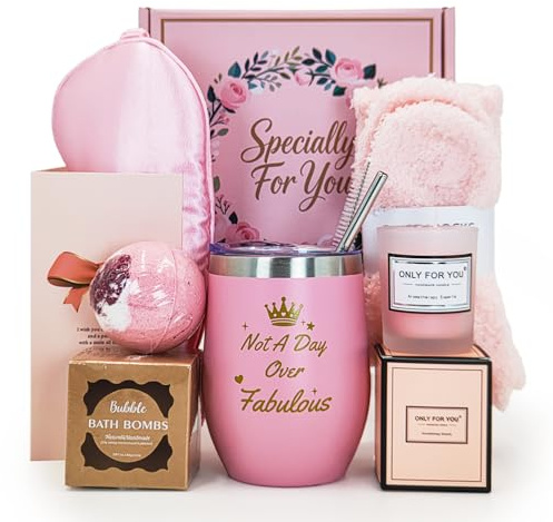 Coolparty Birthday Gifts for Women Her, Insulated Mug Wine Tumbler Present for Her, Hampers Pamper Self Care Gifts Relaxation Bath Sets for Friends Mum Wife Girls Sister Daughter Bestie