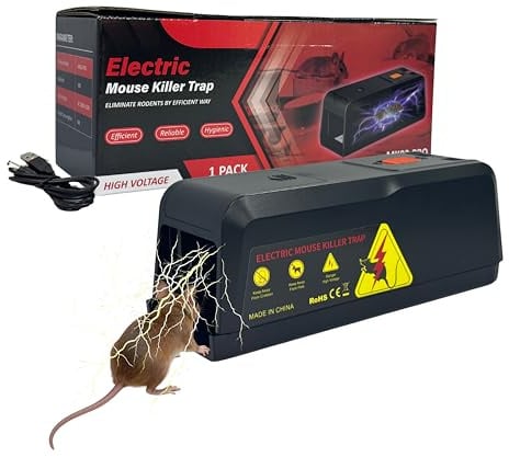 Hochspannungs-Elektrofalle für Mäuse (2800 V), mausefalle, Mäuseplage, Wiederverwendbare, Giftfreie Schädlingsbekämpfung für Innen und Außen, Starke & hygienische Lösung, schmerzfreie Tötung