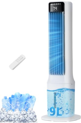 Uthfy Aire acondicionado portátil, ventilador de enfriamiento grande de 104 cm con doble tanque de agua, enfriador de aire evaporativo oscilante con temporizador