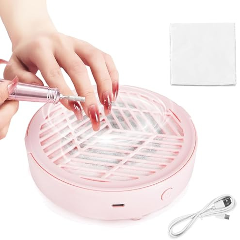 Nail Dust Collector - Portable Electric Vacuum Fan with 10 Replacement Filters, Dust Extractor for Nail Art, Manicure & Pedicure, for Home & Salon Use