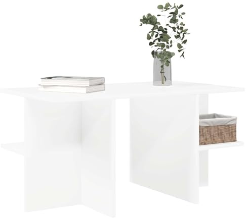 vidaXL Couchtisch Weiß 87 x 50 x 45 cm Holzwerkstoff, Eleganter Tisch für drinnen, modernes Wohnzimmer-Highlight, praktischer Akzent, dekorativer Kaffee für die Familie