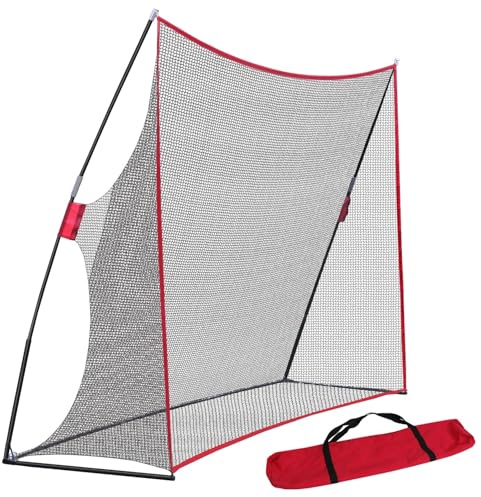 Virimolo Golfnetz riesig 305x93x217 cm tragbar stabiles Golf Übungsnetz für Innen & Außen mit Aufbewahrungsnetz & 4 Heringen Trainingshilfe für Zuhause schwarz/rot