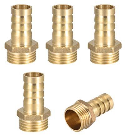 sourcing map 5 Stück Schlauchtülle Messing Schlauchtülle Messing Schlauchanschluss Schlauchverbinder Stecker Adapter Schlauchadapter 14mm Widerhaken x1/2 G Außenrohr