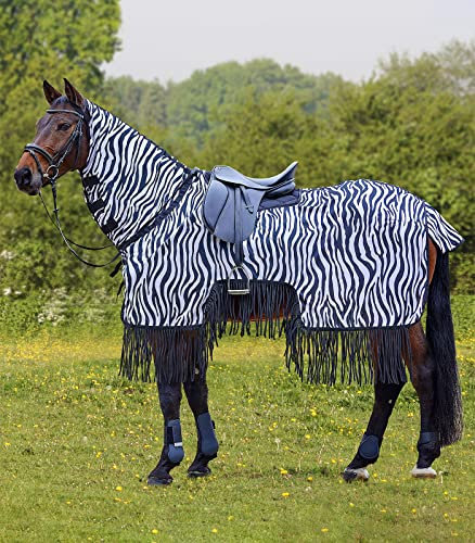 Waldhausen Fliegenausreitdecke Zebra mit Fransen, 145 cm