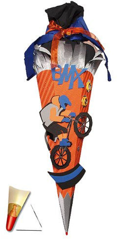 alles-meine.de GmbH personalisierte 3D LED Licht & Leucht - Schleife - verschiedenes Zubehör frei wählbar - passend für fertig gebastelte Schultüte - Fahrrad BMX 85 cm - mit Holz..