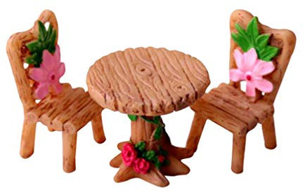 Miniatur Feengarten Zubehör Puppenzubehör Mini Tisch und Stuhl Ornamente Deko, 1 Satz