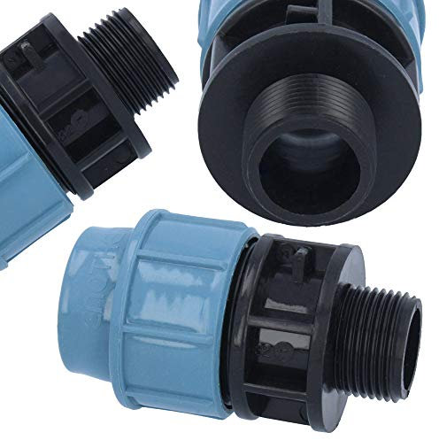 PN16 PE Rohr Verschraubung 20x3/4 AG Kupplung | Verlegerohr Fitting Verbinder Trinkwasser Wasserrohr Garten Wasserleitung Bewässerungssystem Zentrale Versorgungsleitung Pipeline Sprinklersystem