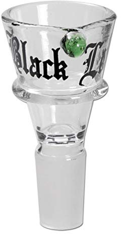 Black Leaf Bong-Zubehör: Wasserpfeifen-Kopf, Glas-Kopf, Steckkopf konisch | Rillen-Kopf mit Rinne für 20 mm Einlege-Siebe, mit Rollstopp | NS 14 (14,5 mm) | Glas, klar | von bong-discount