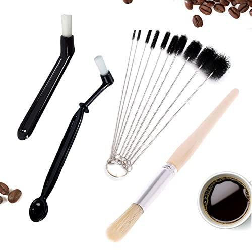 Spazzola per Pulizia Macchina da Caffè,Xiuyer Set di 13 Spazzole Caffè Utensili di Pulizia con 10 Spazzole Tubolari per Espresso Macinacaffè Ugelli Teiera